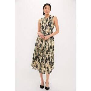 GANNI Afterglow Printed Pleats Smock Midi Straps Dress NWT Size 38 Retail $395
